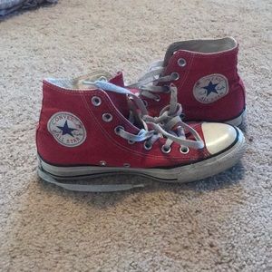 Red converse high tops